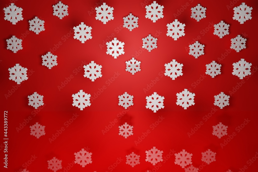 3d christmas snow. New year and Christmas design elements. Snow on red background. Winter Background with Snowflakes. 3D illustration 3d christmas snow. New year and Christmas design elements. Snow on red background. Winter Background with Snowflakes. 3D illustration