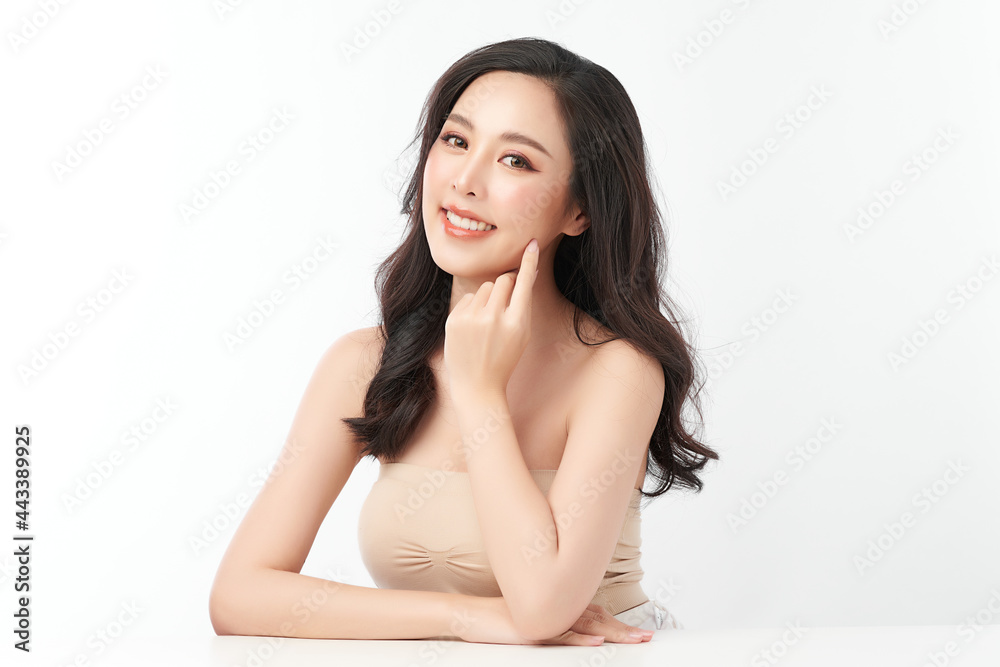 Beautiful young asian woman with clean fresh skin on white background, Face care, Facial treatment, Cosmetology, beauty and spa, Asian women portrait. Beautiful young asian woman with clean fresh skin on white background, Face care, Facial treatment, Cosmetology, beauty and spa, Asian women portrait.