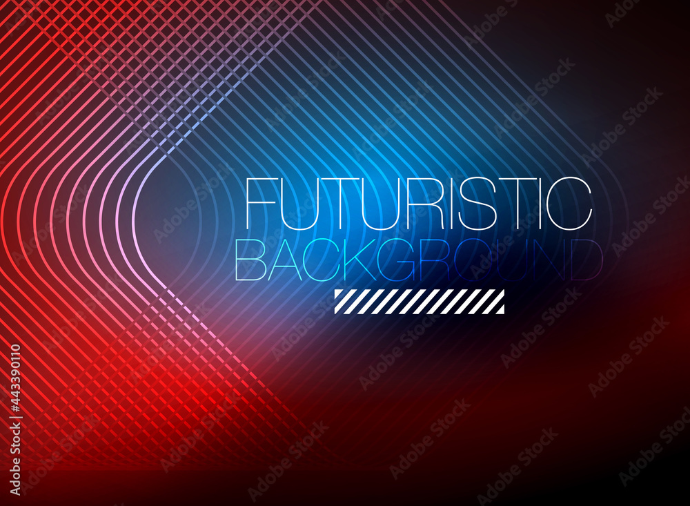 Neon color square shape lines abstract background. Shiny magic energy and motion concept, vector abstract wallpaper background