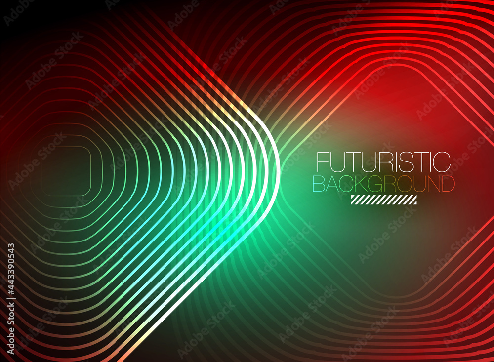 Neon color square shape lines abstract background. Shiny magic energy and motion concept, vector abstract wallpaper background Neon color square shape lines abstract background. Shiny magic energy and motion concept, vector abstract wallpaper background