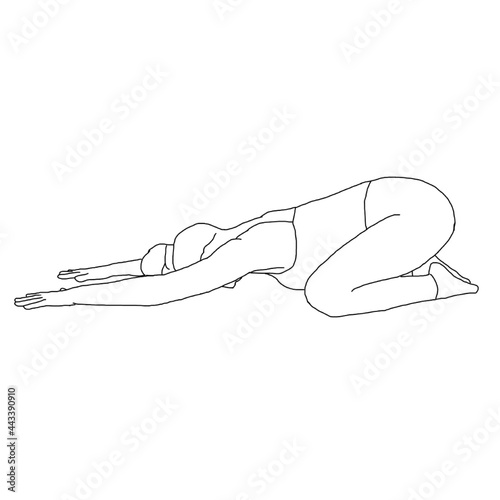 Balasana yoga person in relaxing childspose 