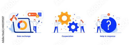People use gadgets. set of icons, illustration. Smartphones tablets user interface social media.Flat illustration Icons infographics. Landing page site print poster.