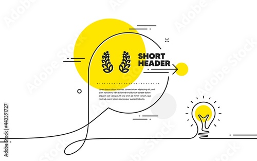 Laurel wreath icon. Continuous line idea chat bubble banner. Reward symbol. Winner award sign. Laurel wreath icon in chat message. Talk comment light bulb background. Vector