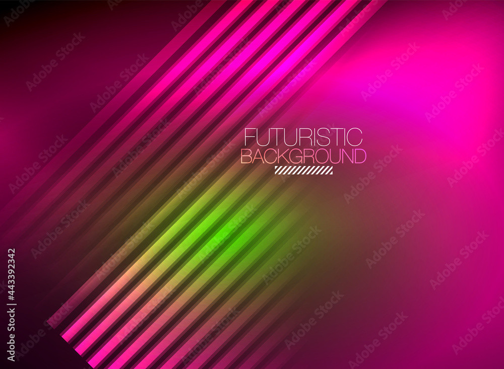 Bright neon color techno abstract background, shiny glowing neon lines in the dark background Bright neon color techno abstract background, shiny glowing neon lines in the dark background