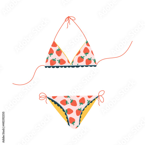 Hand drawn vector bikini. Swimsuit for summer and vacation concept.