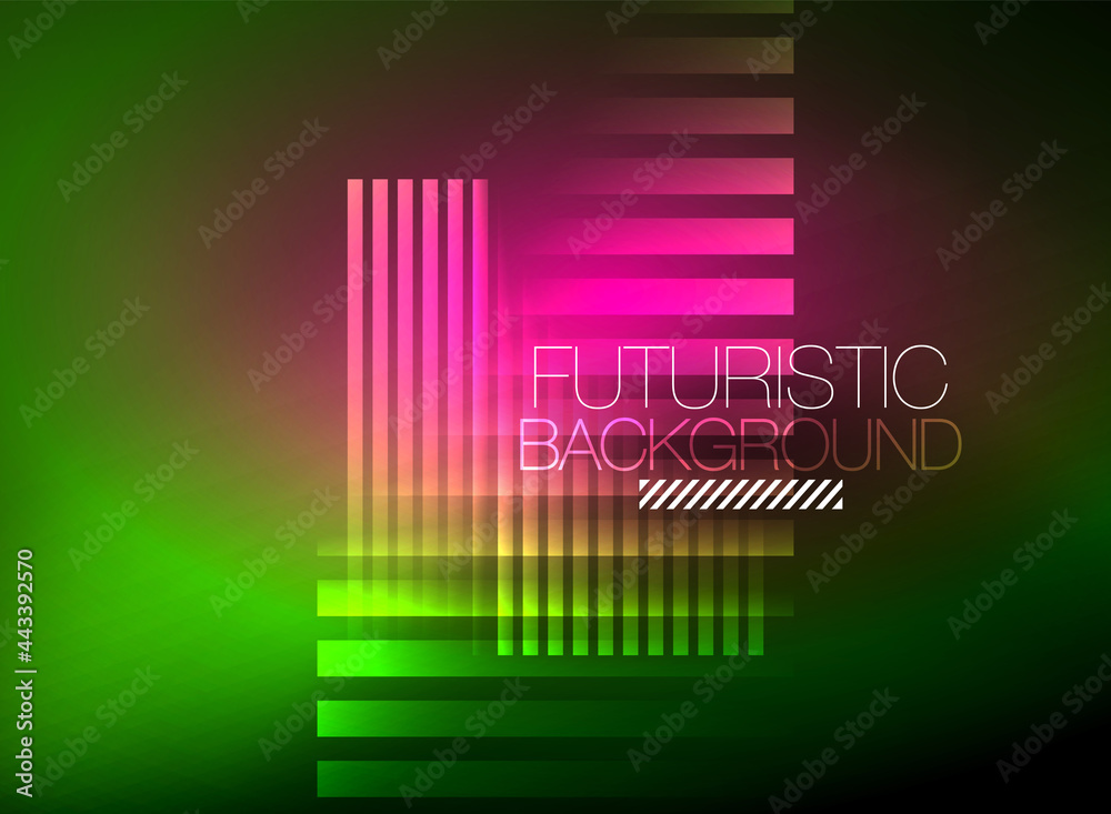 Bright neon color techno abstract background, shiny glowing neon lines in the dark background Bright neon color techno abstract background, shiny glowing neon lines in the dark background