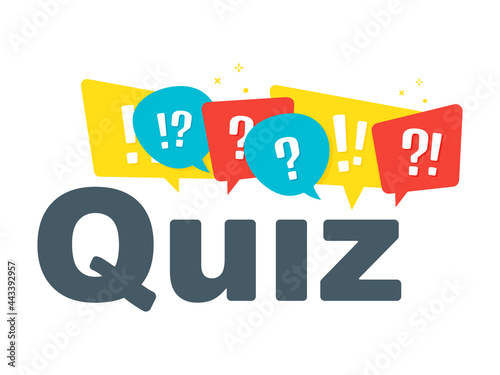 Quiz logo with speech bubbles on a white background. concept show questionnaire sing, quiz button, contest questions, exam, interview modern logo design.