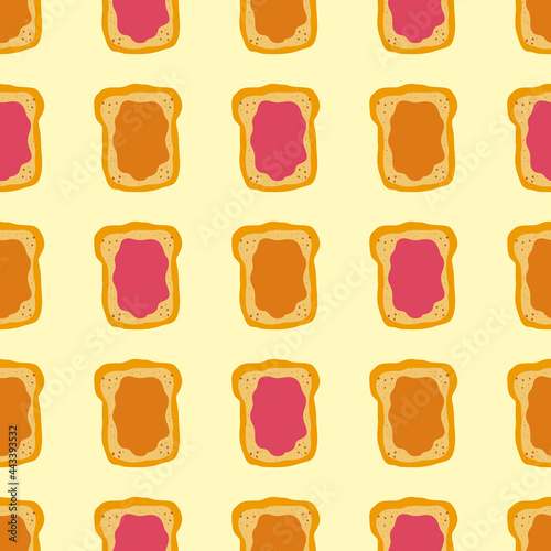 Jelly and peanut butter toast vector illustration in cute doodle style with antropomorphic faces.