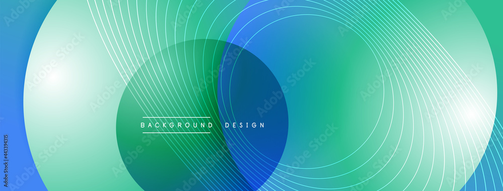 Gradient circles with shadows. Vector techno abstract background. Modern overlapping forms wallpaper background, design template Gradient circles with shadows. Vector techno abstract background. Modern overlapping forms wallpaper background, design template