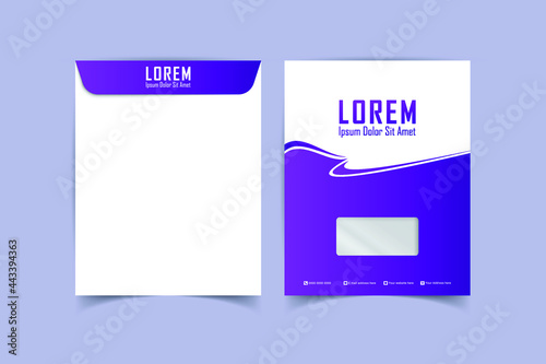 Envelope design A4 Size with front and back. Luxury, Modern, Elegant, Professional Minimalist Business A4  Envelope template. Vector illustration photo