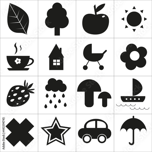 White-black cards contrast images for babies 0-3 months old.  visually stimulating play space for your newborn to move and play.