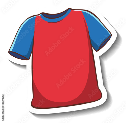 A sticker template with a red t-shirt isolated