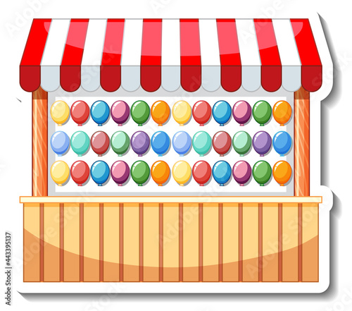 Sticker template with balloon pop dart game isolated