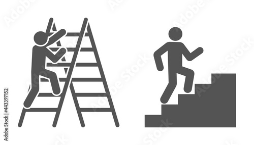 person climbimg on ladder stairs photo