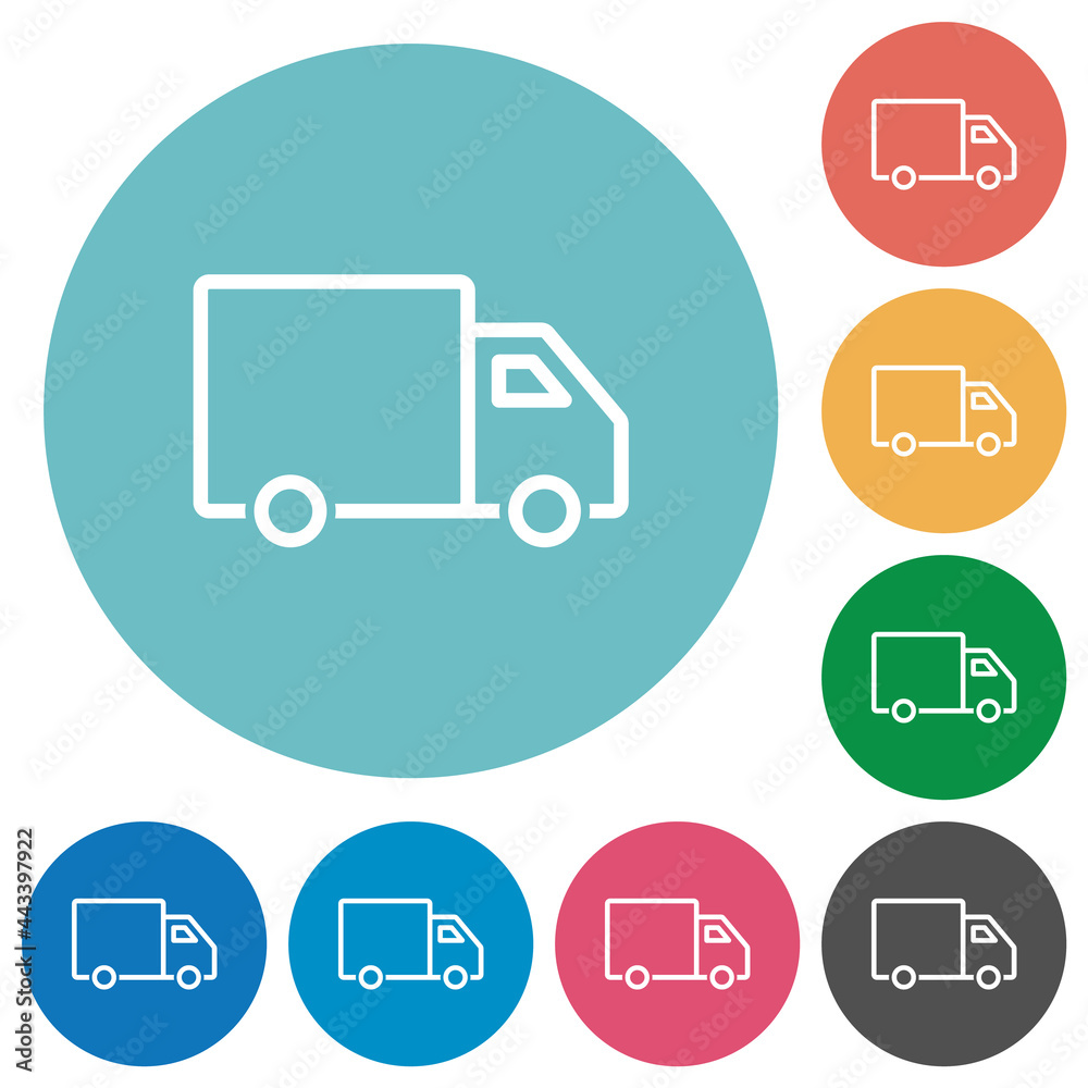 Delivery truck outline flat round icons Delivery truck outline flat round icons