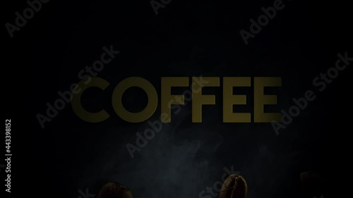 Coffee beans falling close-up