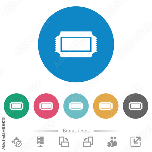 Ticket with perforated edges flat round icons