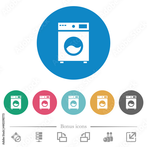 Washing machine flat round icons