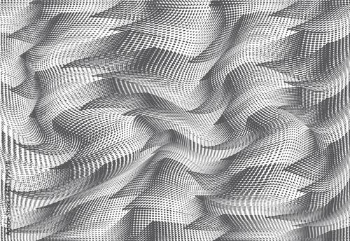 Seamless modern wavy curve strips abstract monochrome background. Vector illustration