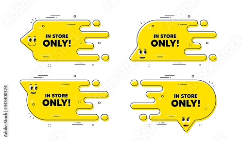 In store sale. Cartoon face transition chat bubble. Special offer price sign. Advertising discounts symbol. In store sale pattern message. Character chat bubble. Vector