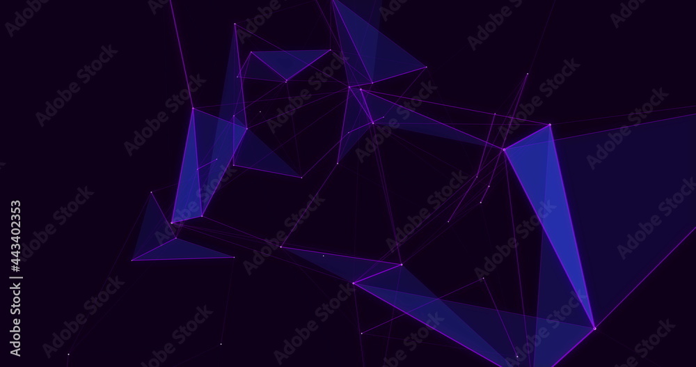 Purple plexus networks moving against black background