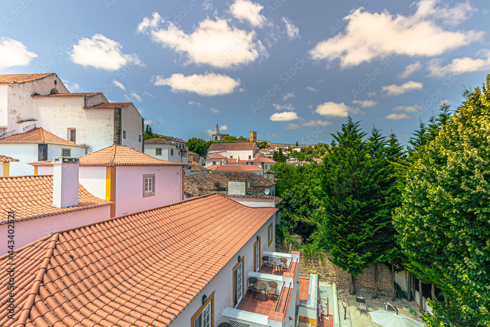 Obraz premium Óbidos - June 29, 2021: The medieval town of Óbidos, Portugal