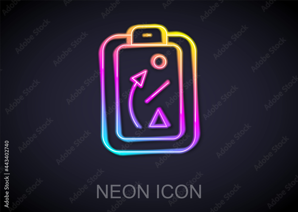 Glowing neon line Planning strategy concept icon isolated on black background. Baseball cup formation and tactic. Vector