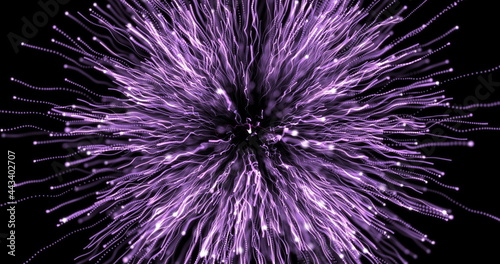 Purple light trails exploding against black background © vectorfusionart