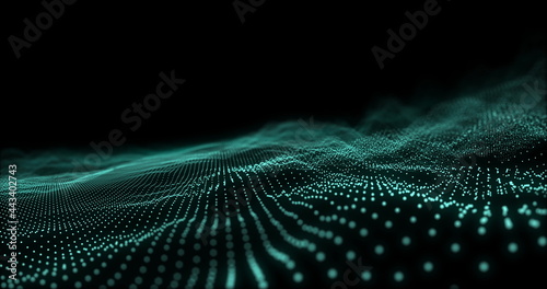Green digital wave moving against black background