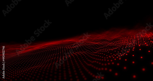 Red digital wave moving against black background