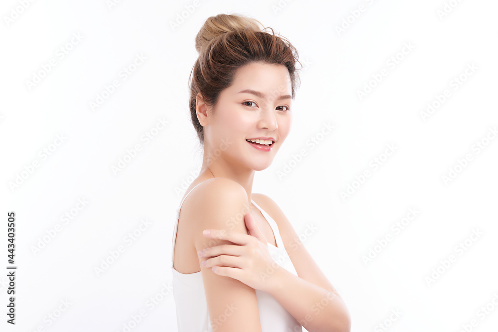 Beautiful young asian woman with clean fresh skin on white background, Face care, Facial treatment, Cosmetology, beauty and spa, Asian women portrait. Beautiful young asian woman with clean fresh skin on white background, Face care, Facial treatment, Cosmetology, beauty and spa, Asian women portrait.