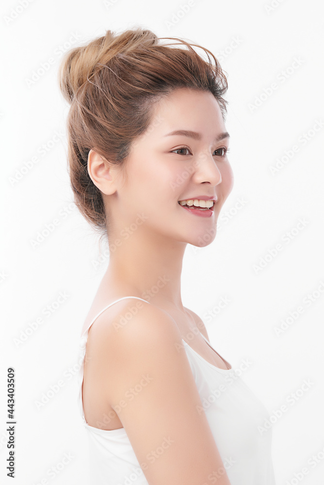 Beautiful young asian woman with clean fresh skin on white background, Face care, Facial treatment, Cosmetology, beauty and spa, Asian women portrait. Beautiful young asian woman with clean fresh skin on white background, Face care, Facial treatment, Cosmetology, beauty and spa, Asian women portrait.