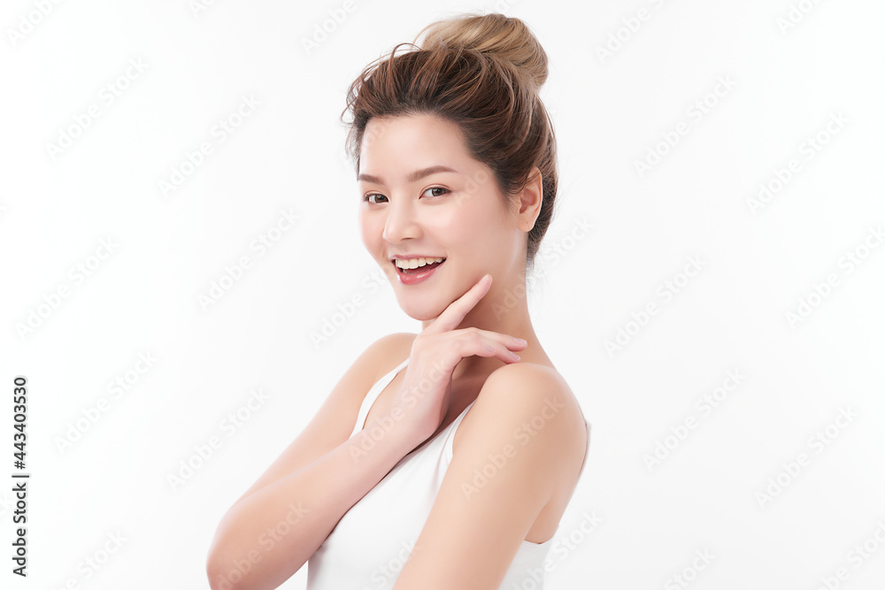 Beautiful young asian woman with clean fresh skin on white background, Face care, Facial treatment, Cosmetology, beauty and spa, Asian women portrait. Beautiful young asian woman with clean fresh skin on white background, Face care, Facial treatment, Cosmetology, beauty and spa, Asian women portrait.