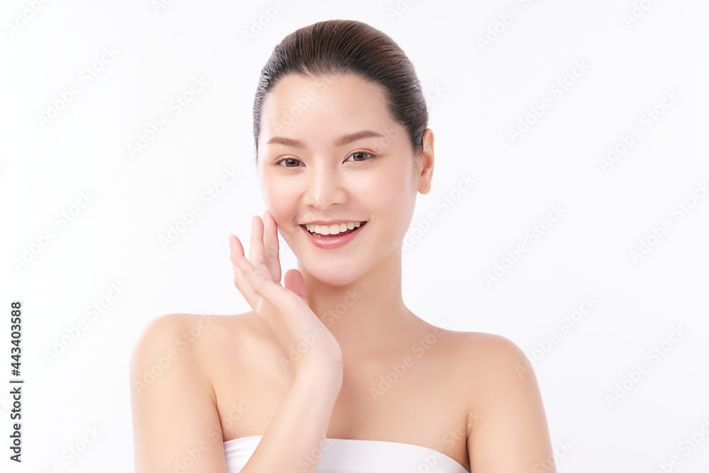 Beautiful young asian woman with clean fresh skin on white background, Face care, Facial treatment, Cosmetology, beauty and spa, Asian women portrait. Beautiful young asian woman with clean fresh skin on white background, Face care, Facial treatment, Cosmetology, beauty and spa, Asian women portrait.