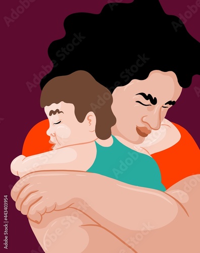 Mother hugging her son