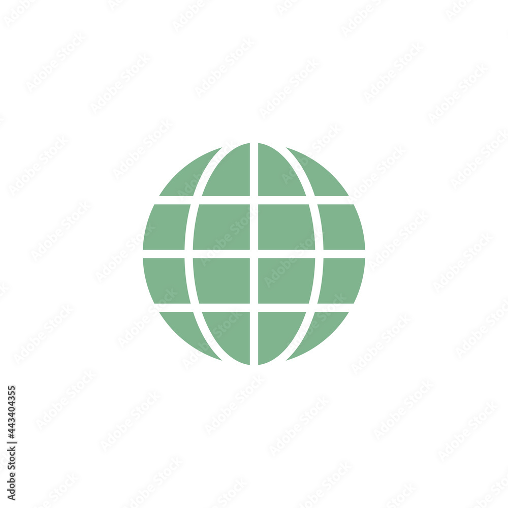 Globe green icon. World wide web shape symbol. Planet web sign. Internet pictogram. Vector illustration isolated on white Globe green icon. World wide web shape symbol. Planet web sign. Internet pictogram. Vector illustration isolated on white
