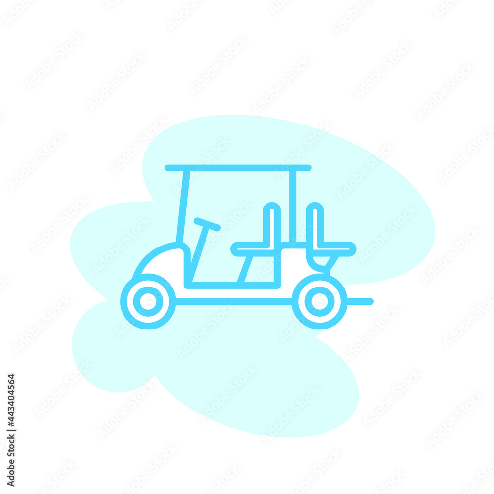 Golf cart icon illustration design. Vector illustration can be used for topics like golfing, golf, leisure Golf cart icon illustration design. Vector illustration can be used for topics like golfing, golf, leisure