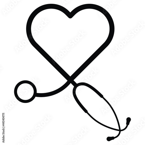 nurse stethoscope heart vector icon