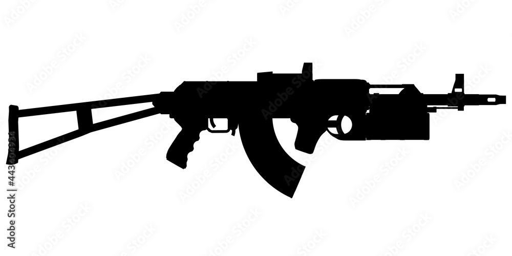 Machine gun silhouette isolated on white background. Vector illustration