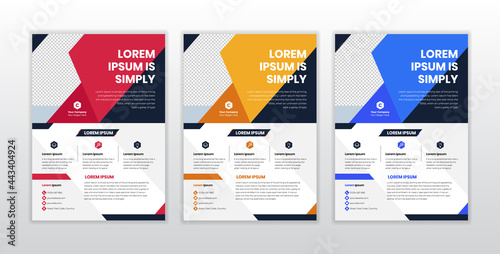 Colorful Flyer, Poster, Brochure, Annual Report, Magazine, Corporate Presentation, Portfolio, layout cover design for creative, corporate promotion and product publication. Corporate three-color Busin