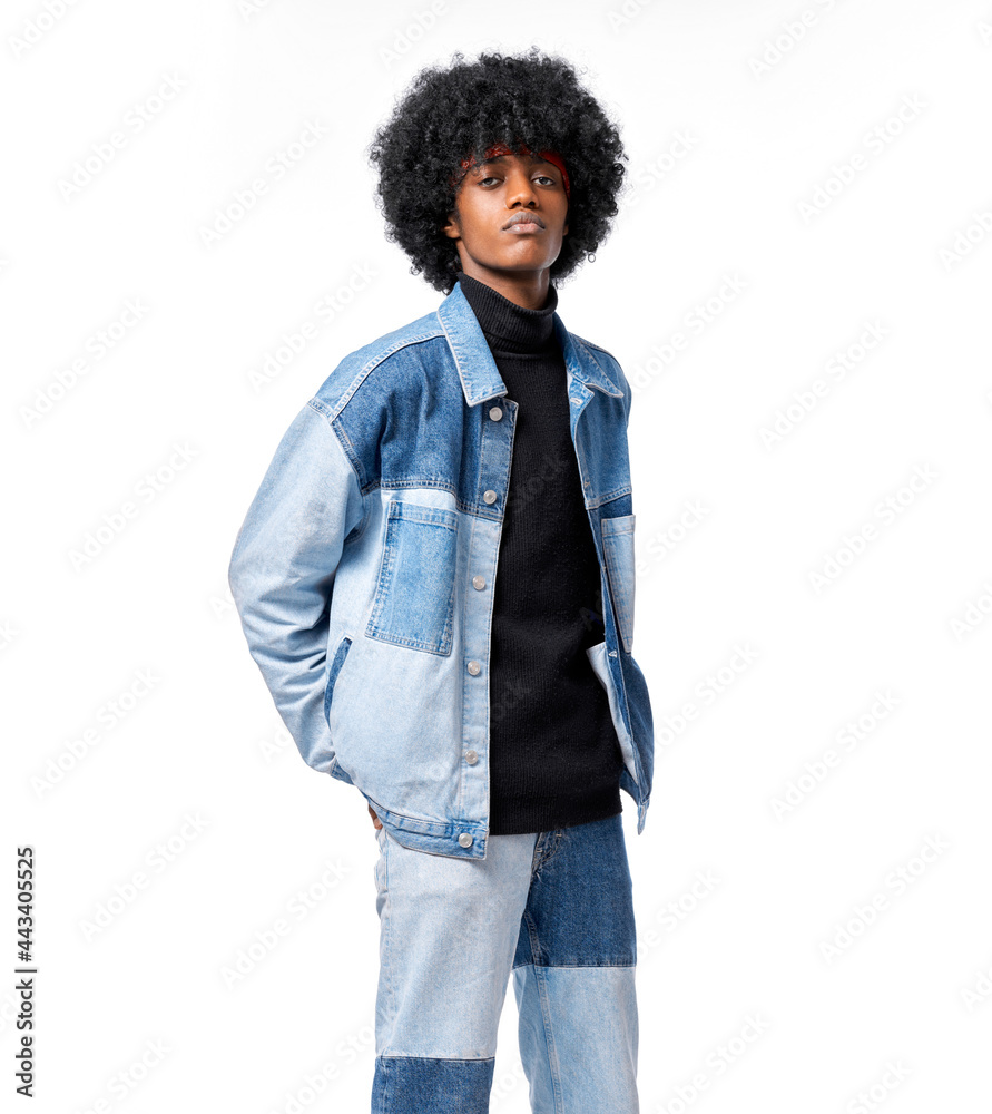 Young african american man in jeans clothes isolated on white background Young african american man in jeans clothes isolated on white background
