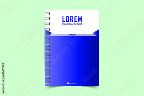 Minimal vector abstract notebook cover design. Planner and diary cover for print. Abstract design for copybook brochures and school books. Notebook paper. Brochure, book, magazine template.