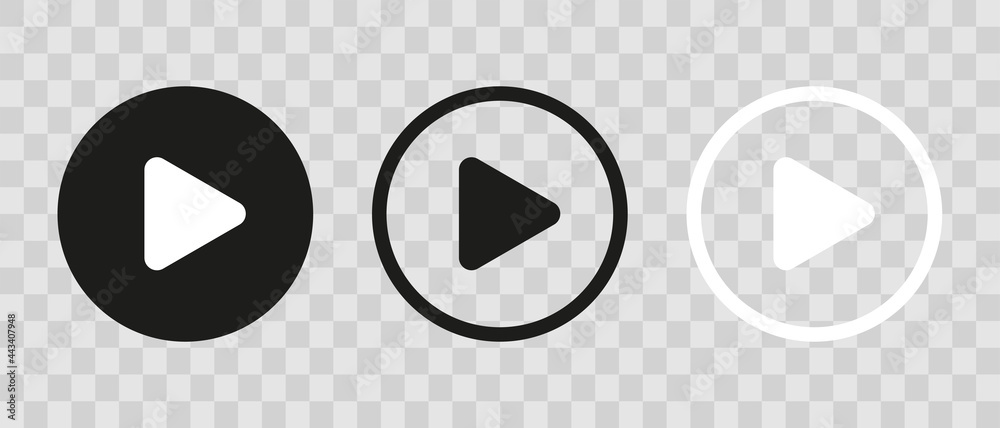 Play button icons on transparent backdrop. Digita webl vector
