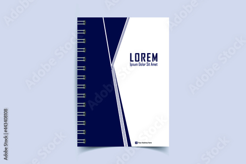 Minimal vector abstract notebook cover design. Planner and diary cover for print. Abstract design for copybook brochures and school books. Notebook paper. Brochure, book, magazine template.