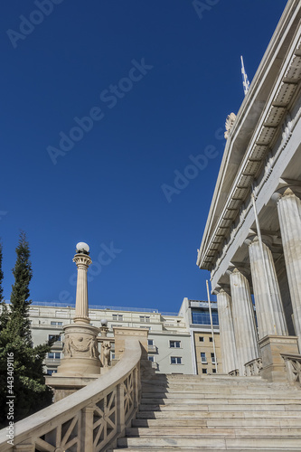 Neoclassical Library bulding in Athens, designed as part of architectural "Trilogy" in 1859. Athens, Greece