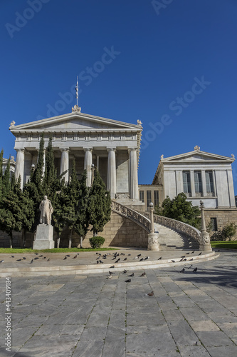 Neoclassical Library bulding in Athens, designed as part of architectural "Trilogy" in 1859. Athens, Greece