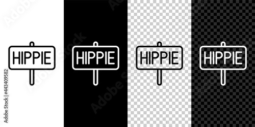 Set line Peace icon isolated on black and white, transparent background. Hippie symbol of peace. Vector