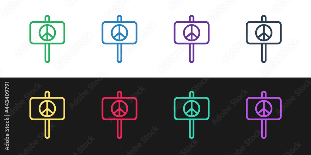 Set line Peace icon isolated on black and white background. Hippie symbol of peace. Vector Set line Peace icon isolated on black and white background. Hippie symbol of peace. Vector