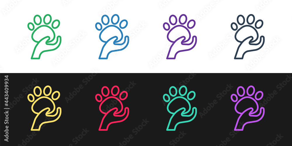 Set line Animal volunteer icon isolated on black and white background. Animal care concept. Vector Set line Animal volunteer icon isolated on black and white background. Animal care concept. Vector