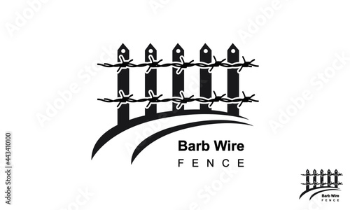 Barb Wire Fence Logo Design Template Road.